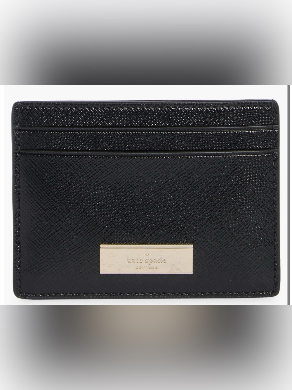 New in Box kate spade Black Saffiano Leather Card Holder